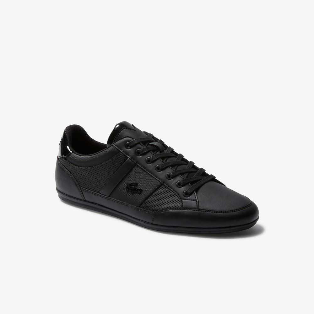 Blk/Blk Lacoste Chaymon Perforated Leather Sneakers | FTNUJL-540