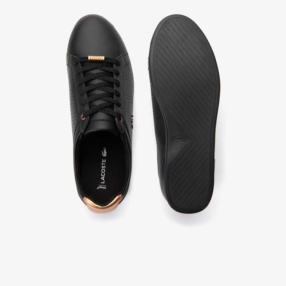 Blk/Blk Lacoste Rey Leather Lace-Up Sneakers | LJPTHK-054