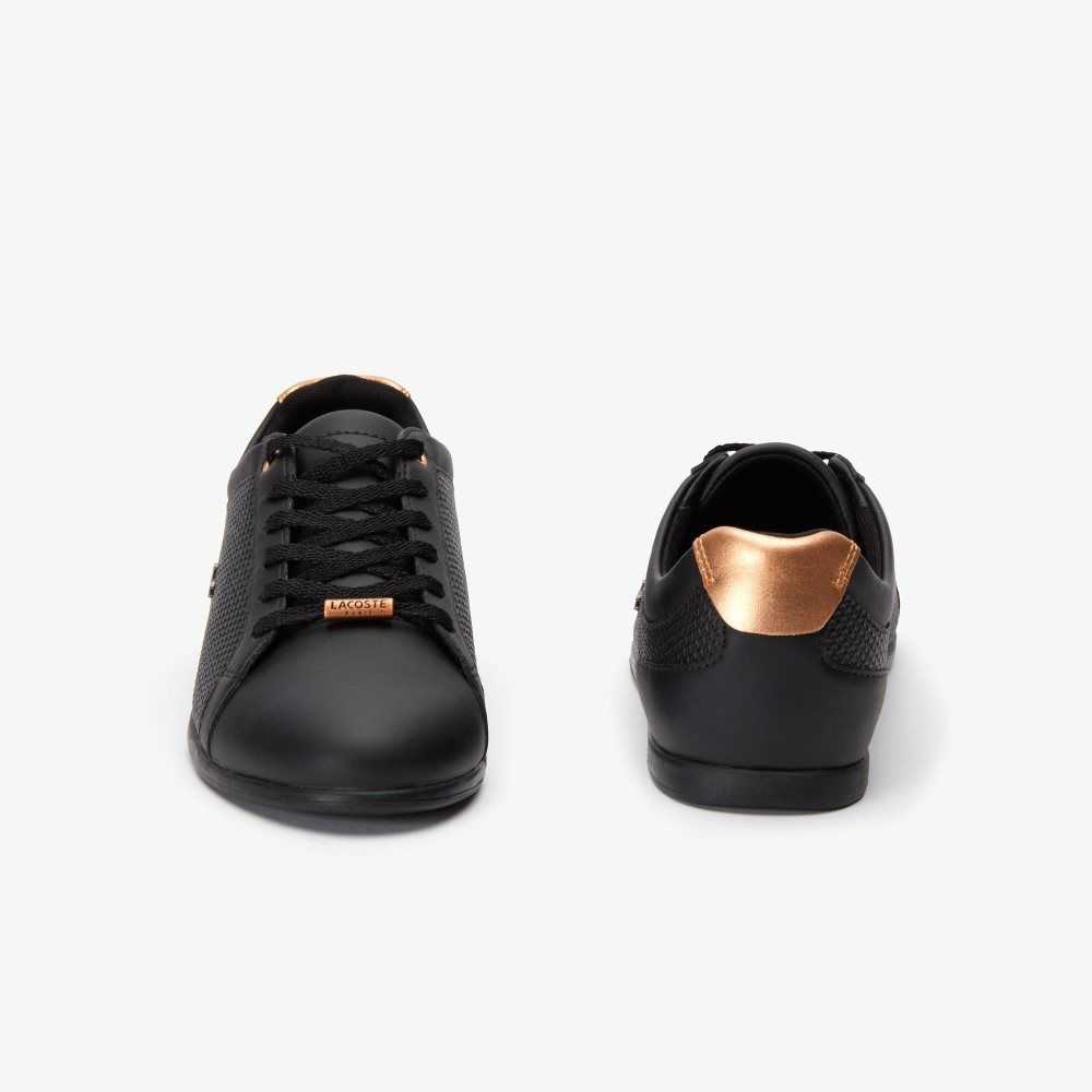 Blk/Blk Lacoste Rey Leather Lace-Up Sneakers | LJPTHK-054