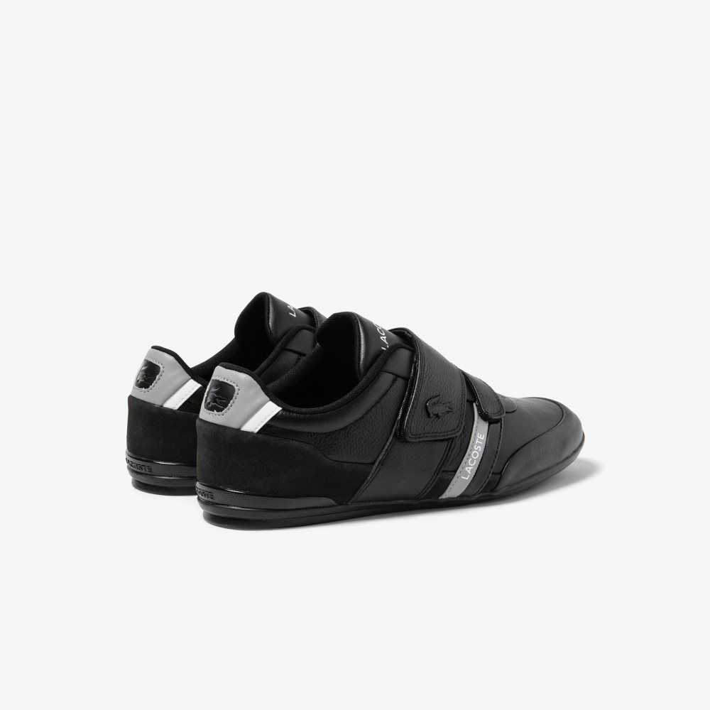 Blk/Lt Gry Lacoste Misano Strap Leather Sneakers | UJSDZH-382