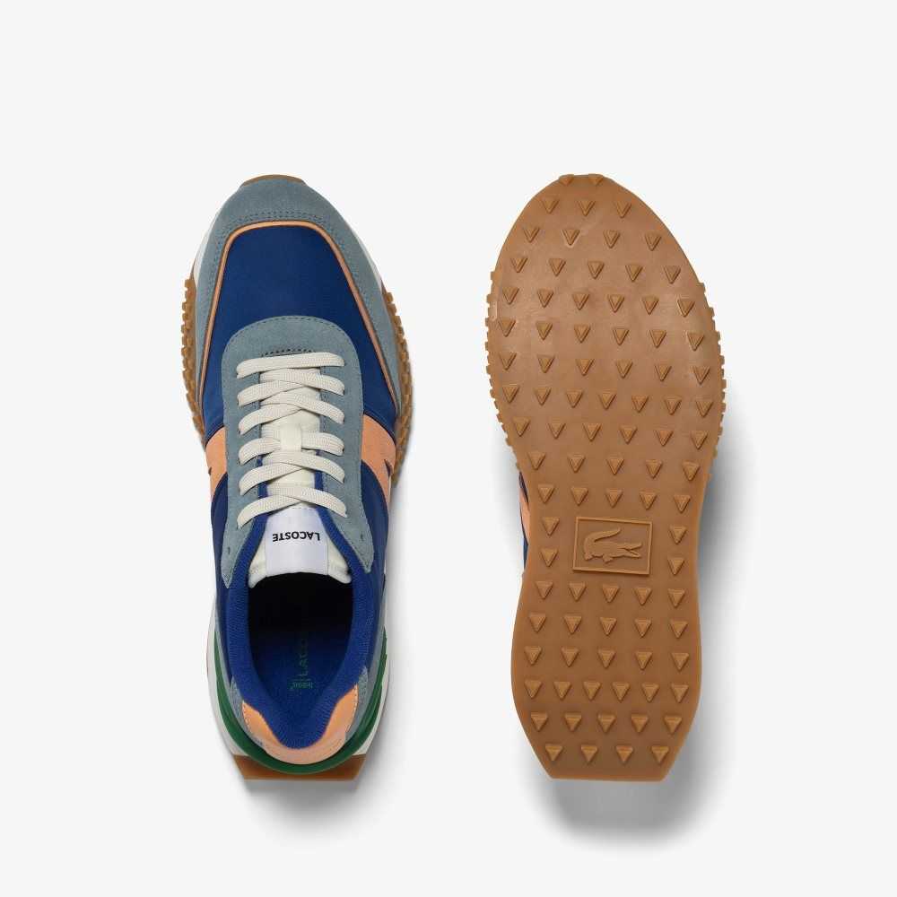 Blu/Lt Org Lacoste L-Spin Deluxe Leather Sneakers | PQAYTJ-768