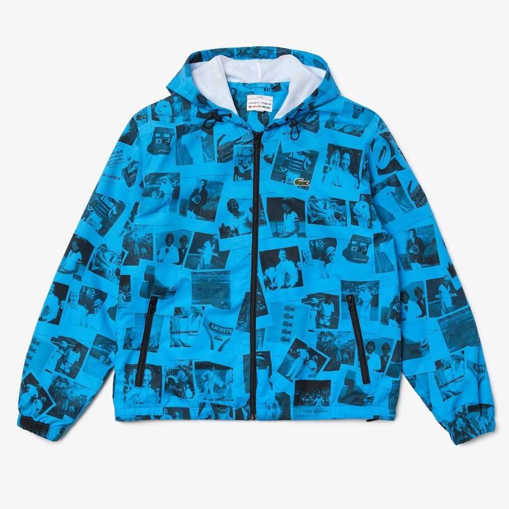 Blue / Black Lacoste LIVE Polaroid Collaboration Jacket | DHWZVX-230