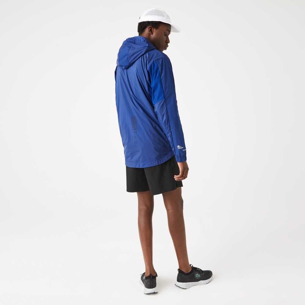 Blue / Black Lacoste SPORT Packable Nylon Zip Jacket | KWDGRU-192