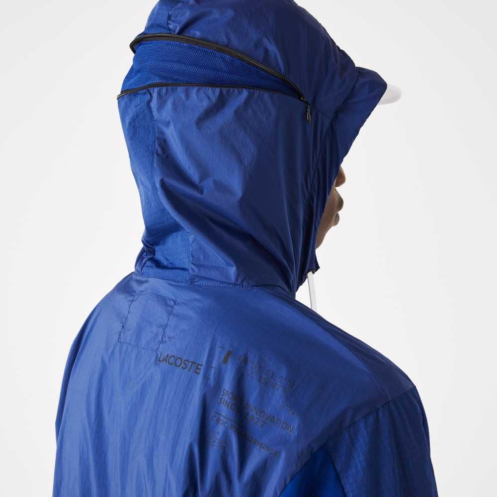 Blue / Black Lacoste SPORT Packable Nylon Zip Jacket | KWDGRU-192