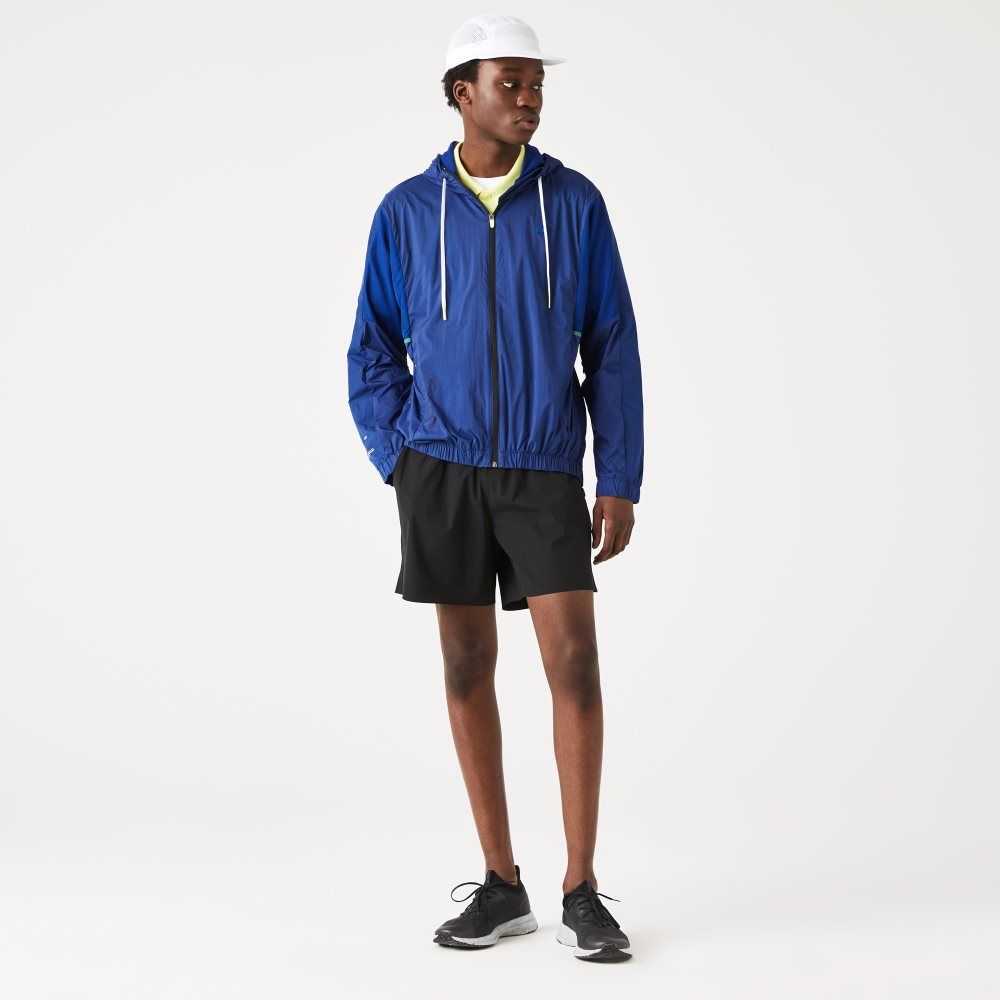 Blue / Black Lacoste SPORT Packable Nylon Zip Jacket | KWDGRU-192