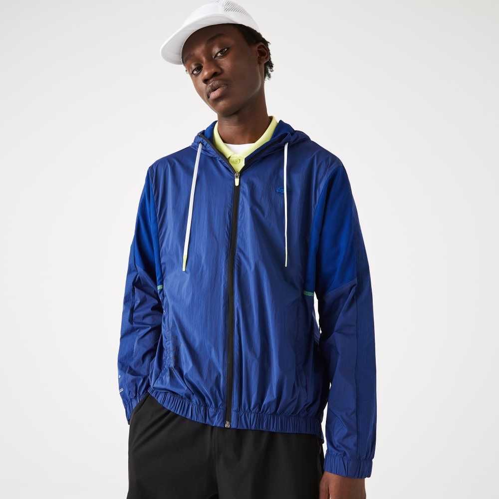 Blue / Black Lacoste SPORT Packable Nylon Zip Jacket | KWDGRU-192