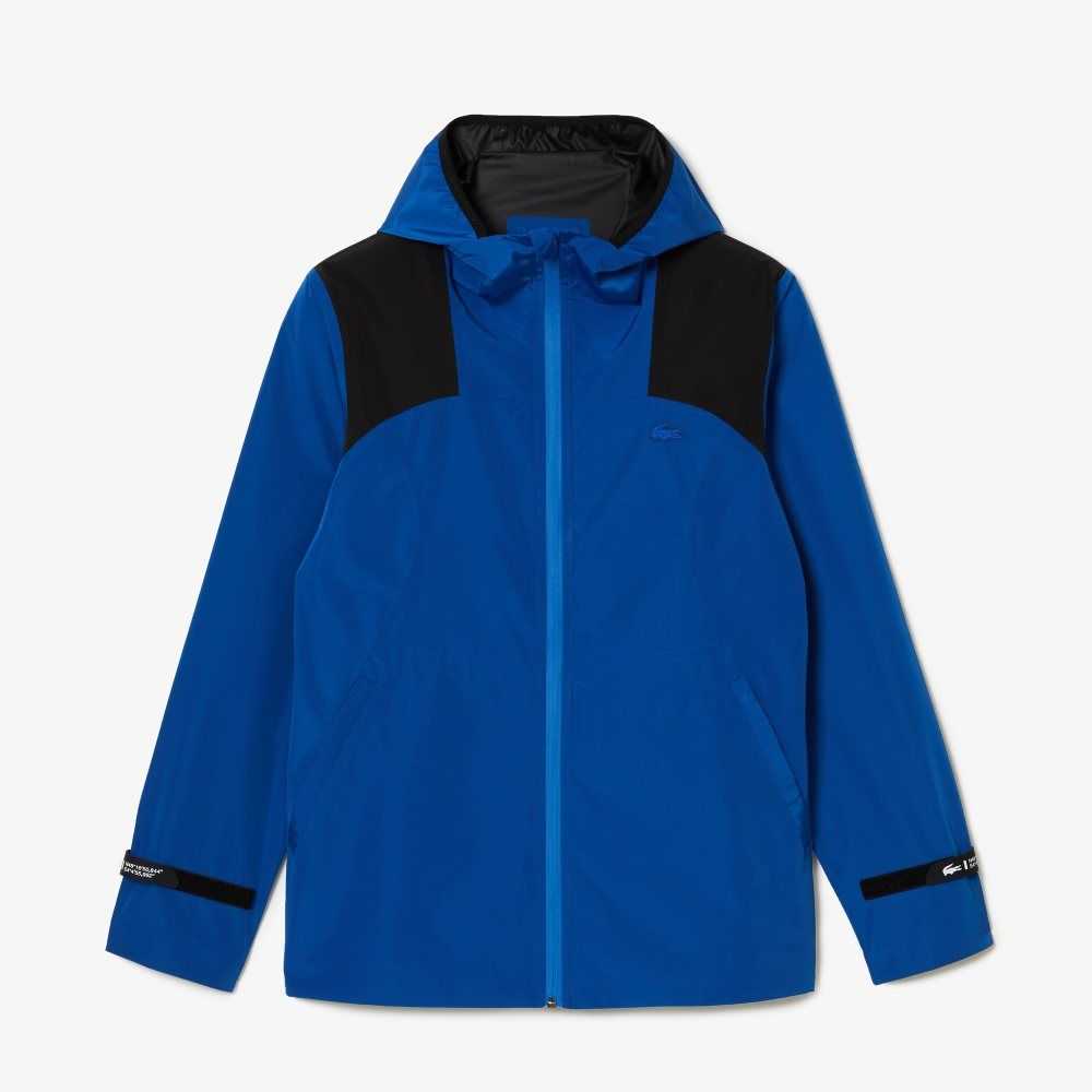 Blue / Black Lacoste SPORT Waterproof Windbreaker | EUBQAI-764