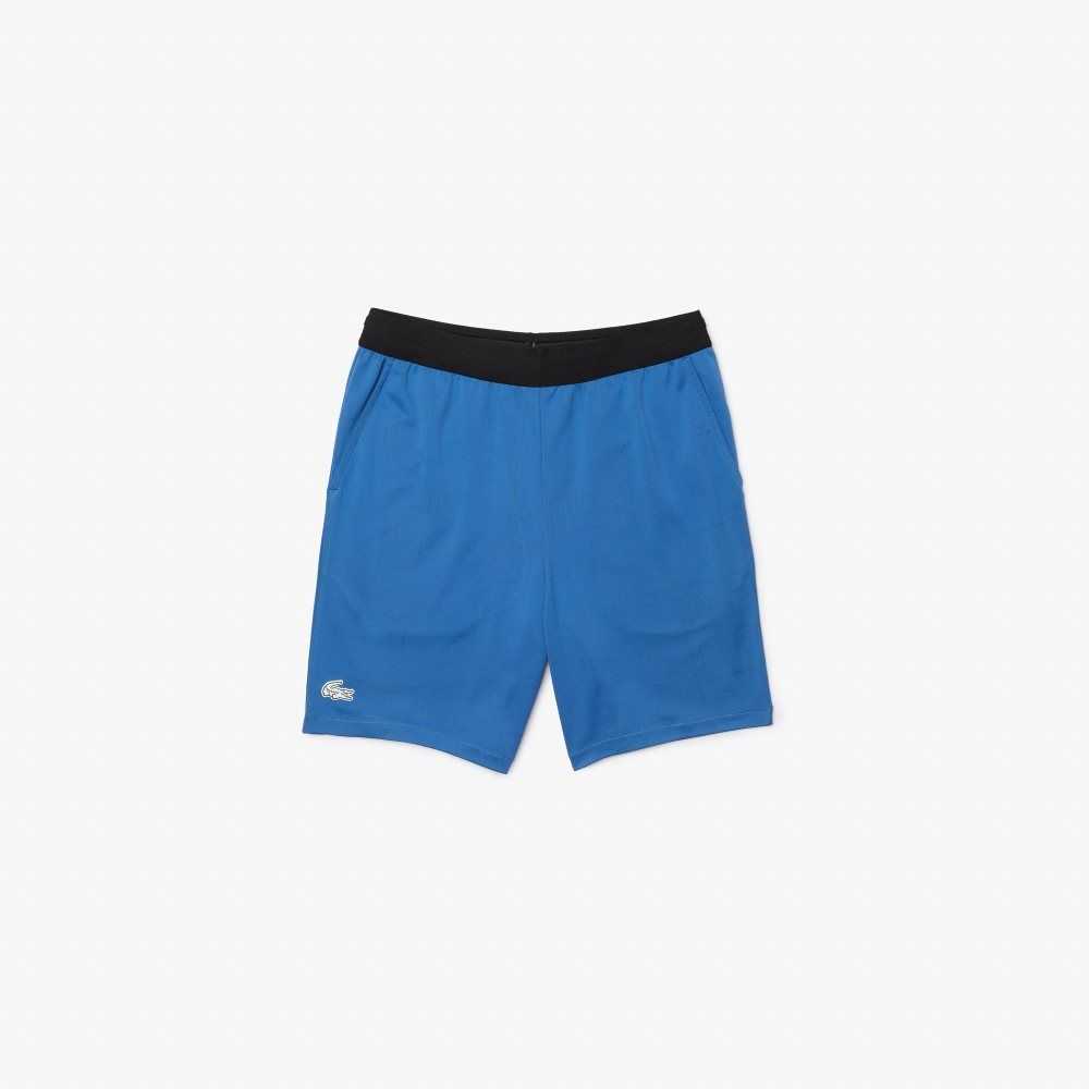 Blue / Black / White Lacoste SPORT Contrasting Elasticized Waist Jacquard Shorts | BQIXLR-379