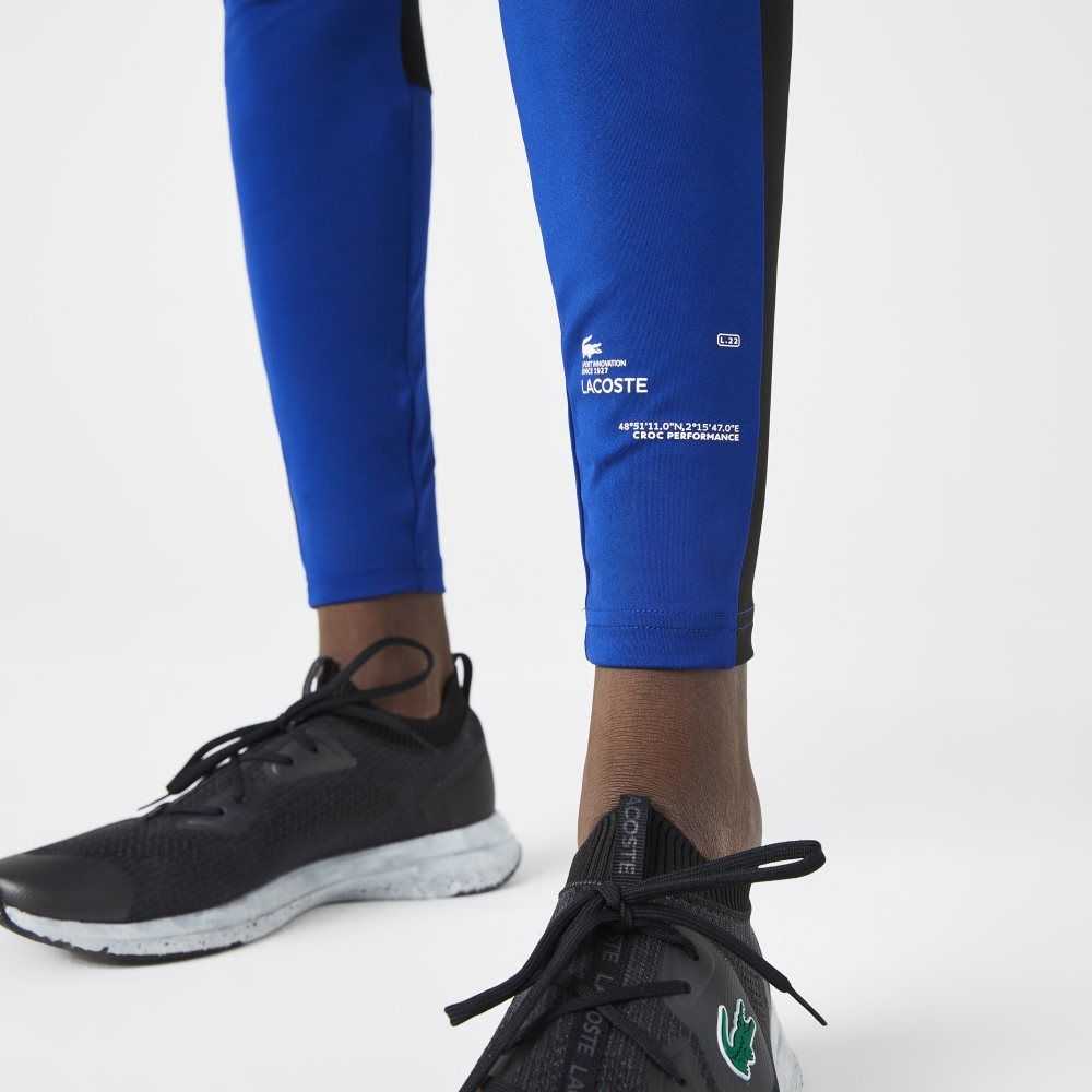 Blue / Black / White Lacoste SPORT Leggings | QJLWZU-417