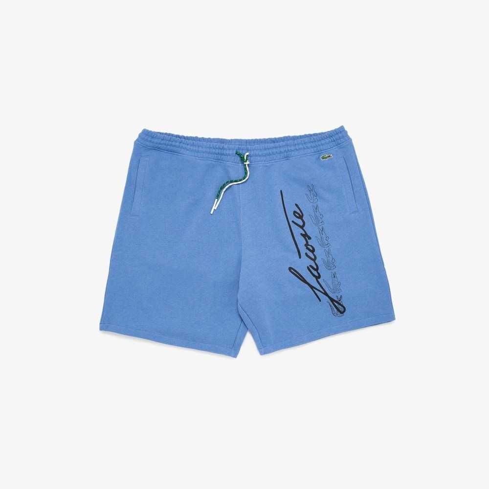 Blue Chine Lacoste Branded Cotton Shorts | VNGRJU-460