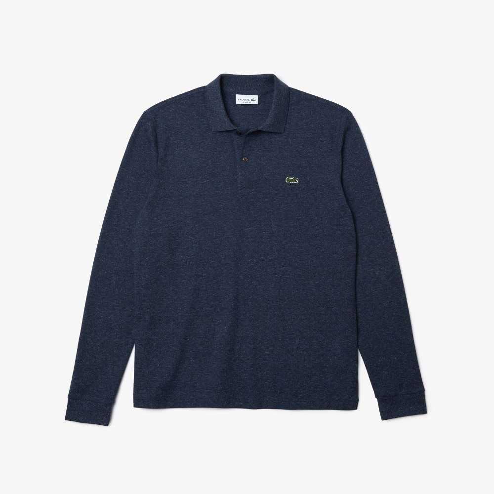 Blue Chine Lacoste Original L.12.12 Long Sleeve Heathered Cotton Polo | PUSJMH-367