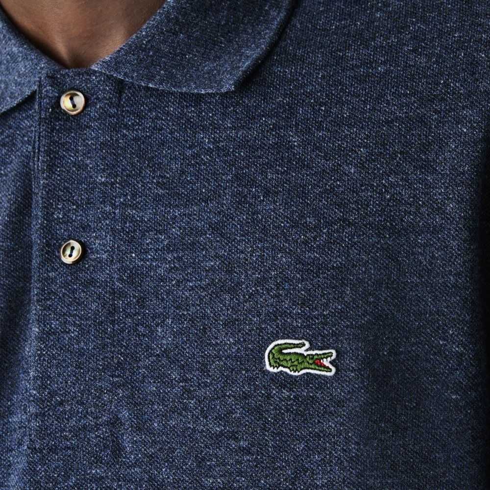 Blue Chine Lacoste Original L.12.12 Long Sleeve Heathered Cotton Polo | PUSJMH-367