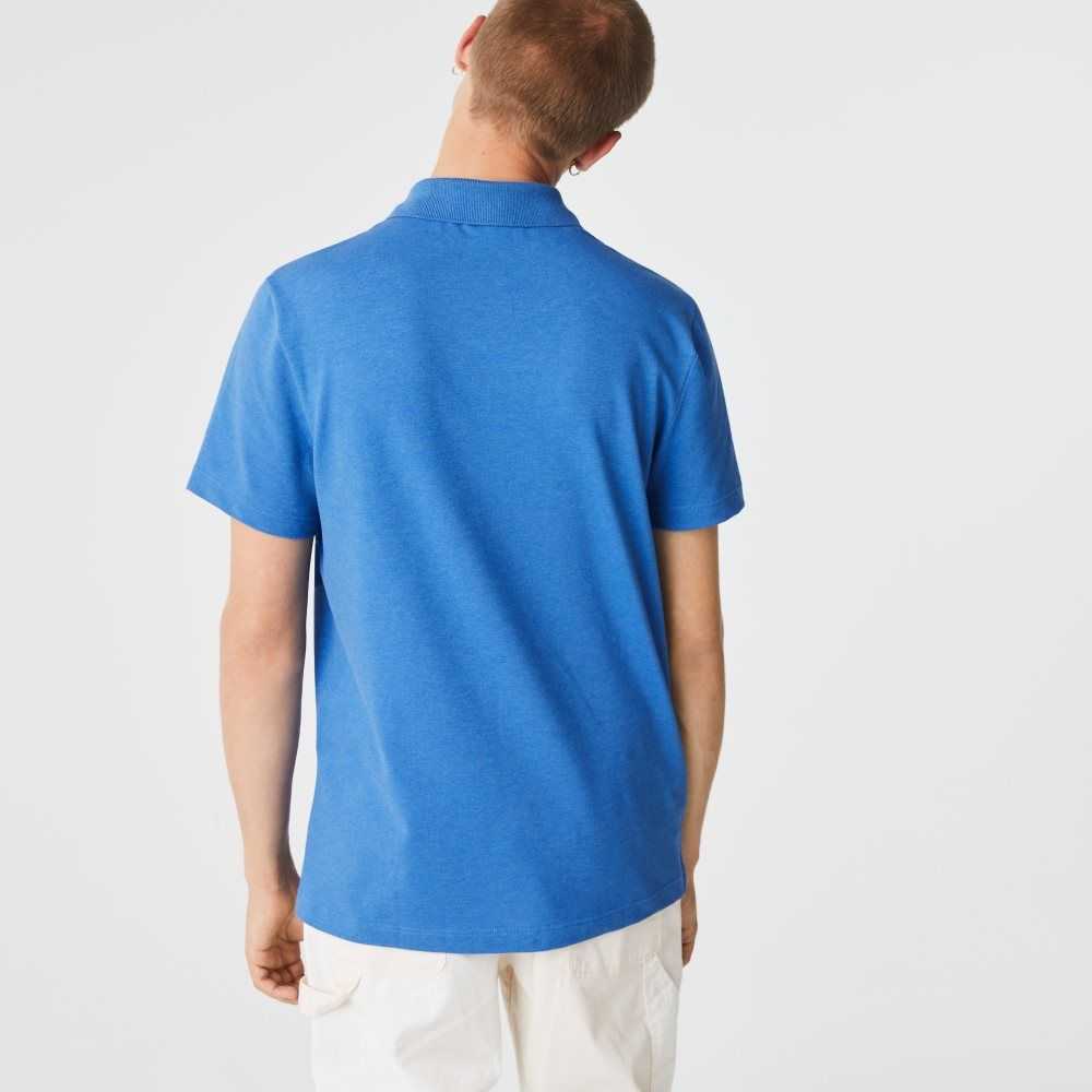 Blue Chine Lacoste Regular Fit Stretch Organic Cotton Polo | QSAXUL-643