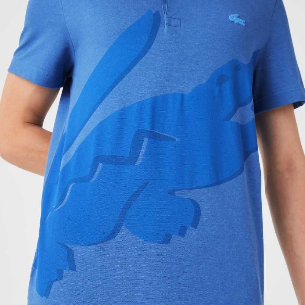 Blue Chine Lacoste Regular Fit Stretch Organic Cotton Polo | QSAXUL-643