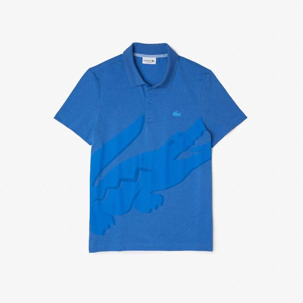 Blue Chine Lacoste Regular Fit Stretch Organic Cotton Polo | QSAXUL-643