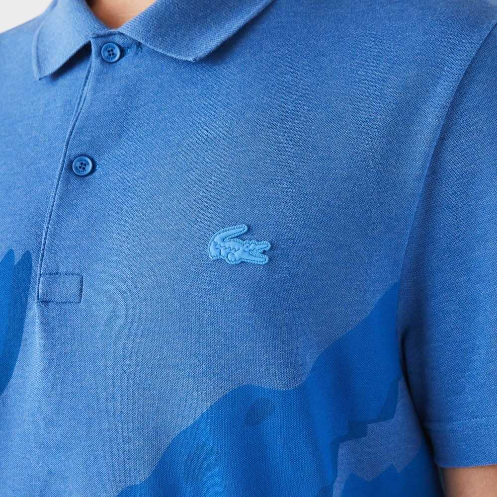 Blue Chine Lacoste Regular Fit Stretch Organic Cotton Polo | QSAXUL-643