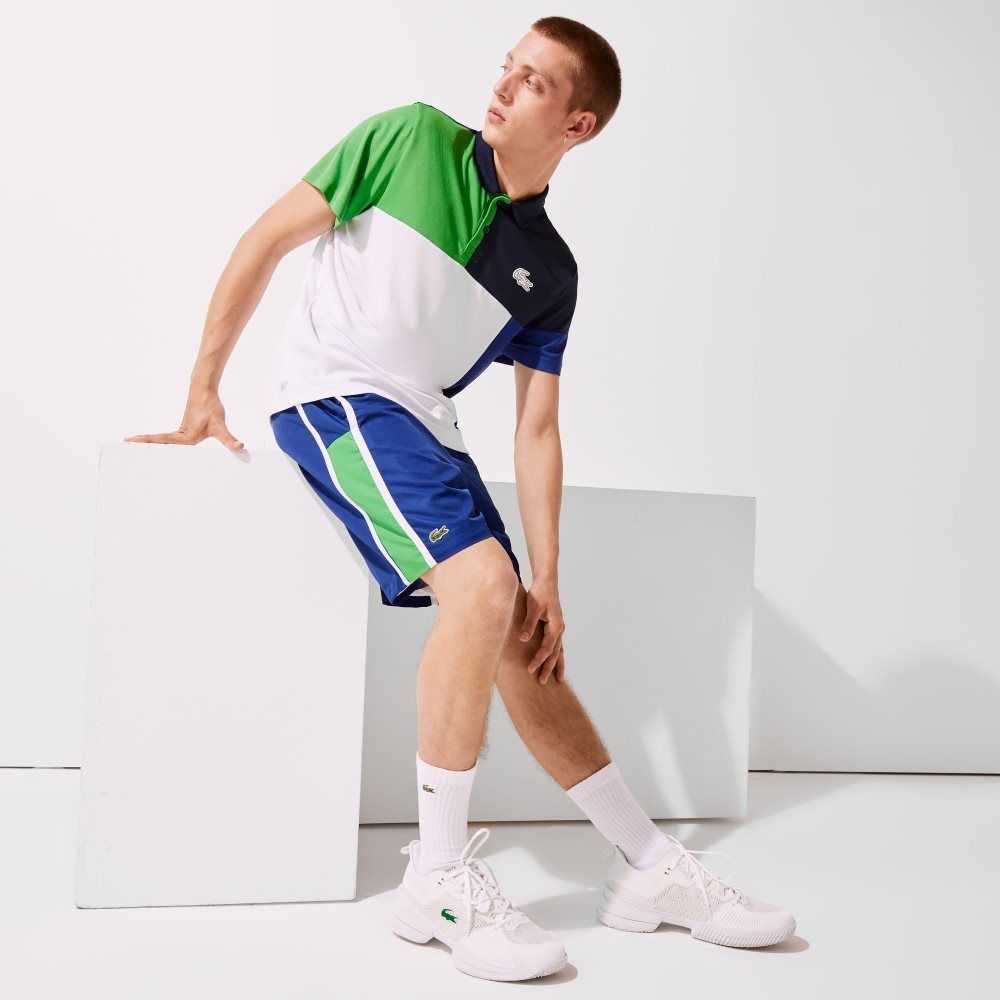 Blue / Green / White Lacoste SPORT Colorblock Panels Lightweight Shorts | WMQYFS-198