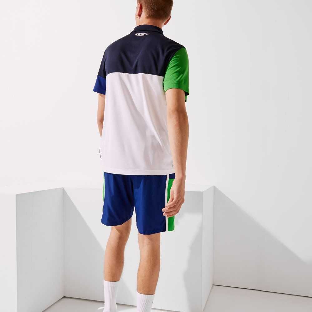 Blue / Green / White Lacoste SPORT Colorblock Panels Lightweight Shorts | WMQYFS-198