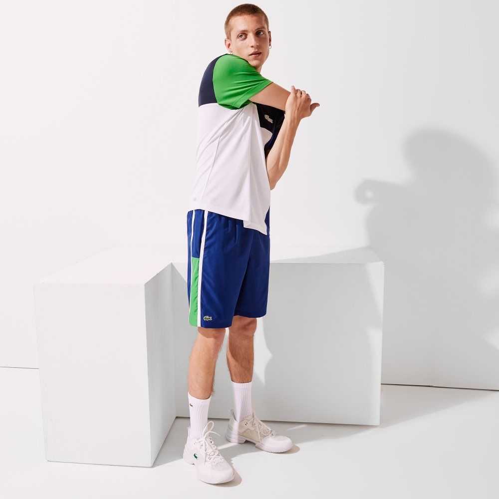 Blue / Green / White Lacoste SPORT Colorblock Panels Lightweight Shorts | WMQYFS-198