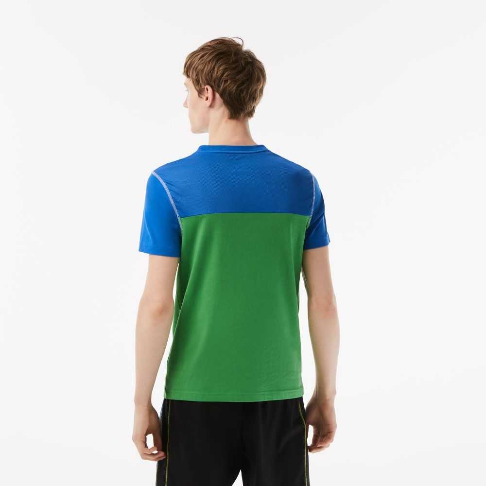 Blue / Green / White / Yellow Lacoste Tennis x Daniil Medvedev Jersey T-Shirt | GEKVAR-709