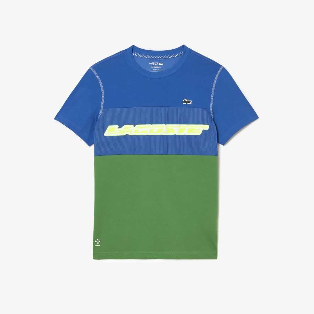 Blue / Green / White / Yellow Lacoste Tennis x Daniil Medvedev Jersey T-Shirt | GEKVAR-709