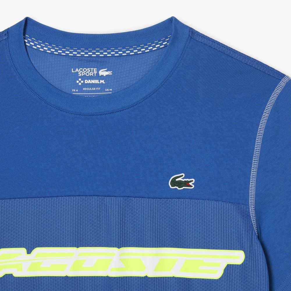 Blue / Green / White / Yellow Lacoste Tennis x Daniil Medvedev Jersey T-Shirt | GEKVAR-709