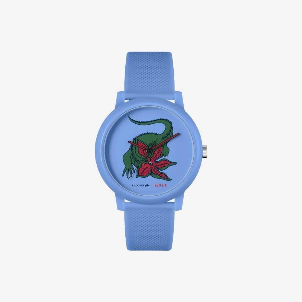 Blue Lacoste 12.12 x Netflix Stranger Things 3 Hands Silicone Watch | GKIXPO-754