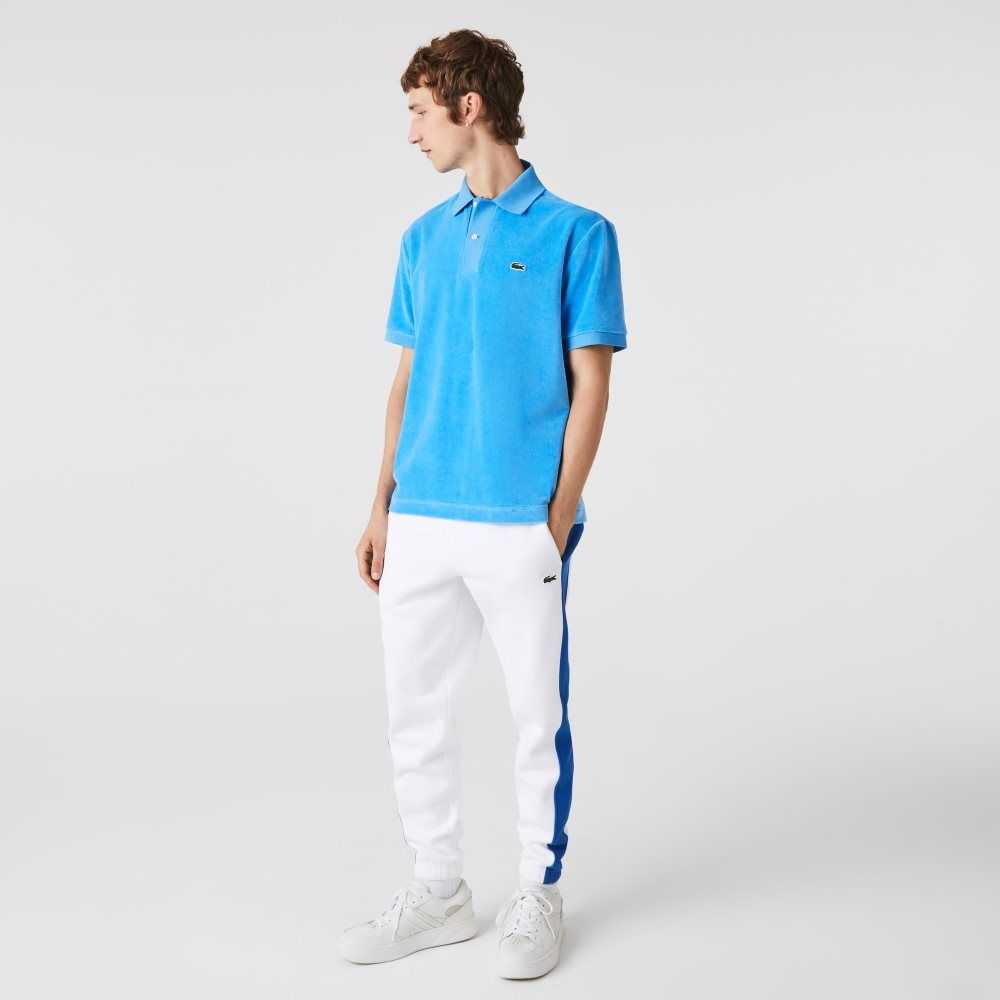 Blue Lacoste Classic Fit Cotton Velvet Polo | IGXHDK-027