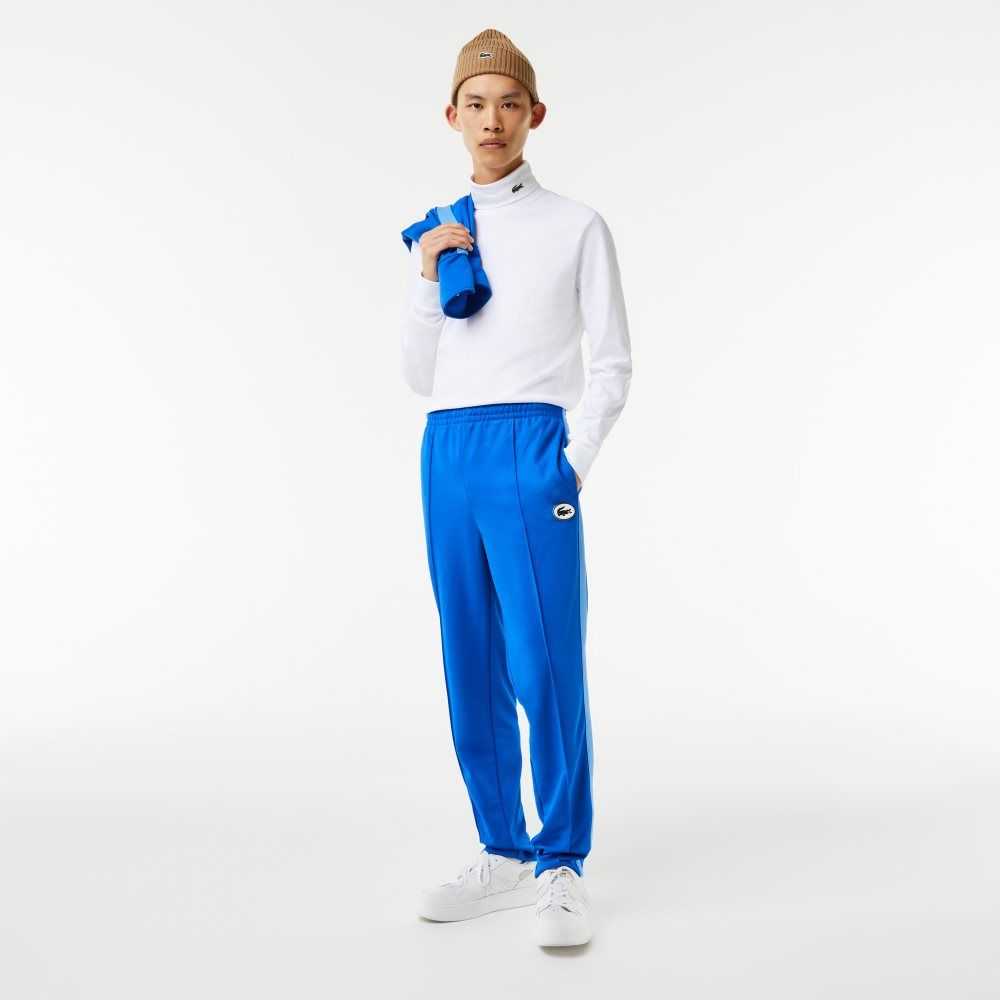 Blue Lacoste Contrast Side Band Trackpants | WJUFNB-591