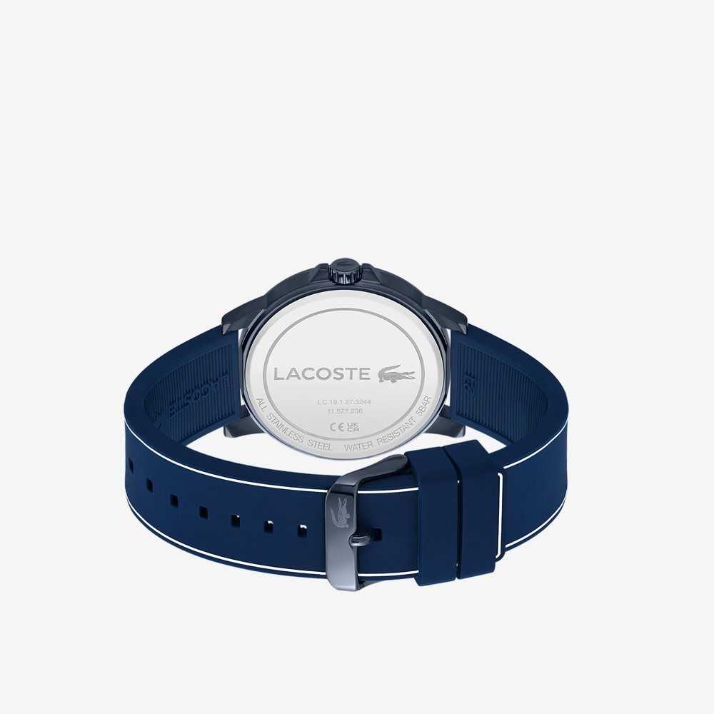 Blue Lacoste Court 3 Hands Blue Silicone Watch | GVQOSR-254