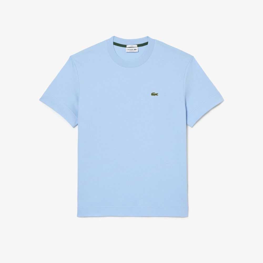 Blue Lacoste Crew Neck Organic Cotton T-Shirt | UHLVKZ-835