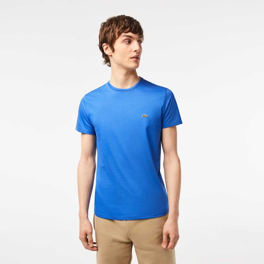 Blue Lacoste Crew Neck Pima Cotton Jersey T-Shirt | TMDLKZ-354