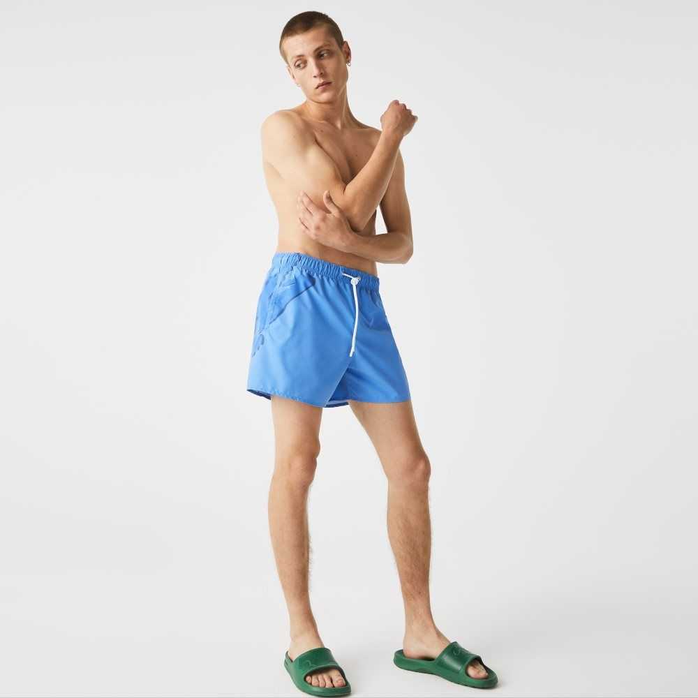 Blue Lacoste Crocodile Built-In Mesh Boxer Swimming Trunks | KYRJVL-246