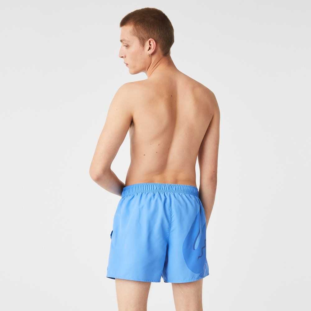 Blue Lacoste Crocodile Built-In Mesh Boxer Swimming Trunks | KYRJVL-246