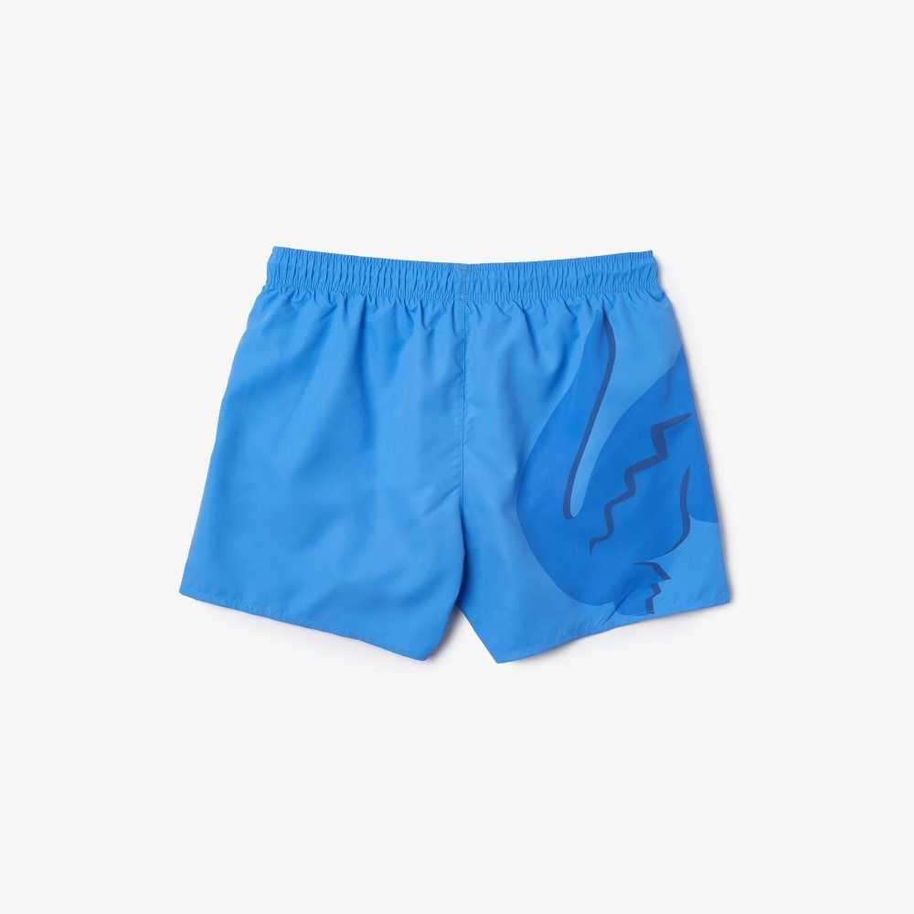 Blue Lacoste Crocodile Built-In Mesh Boxer Swimming Trunks | KYRJVL-246