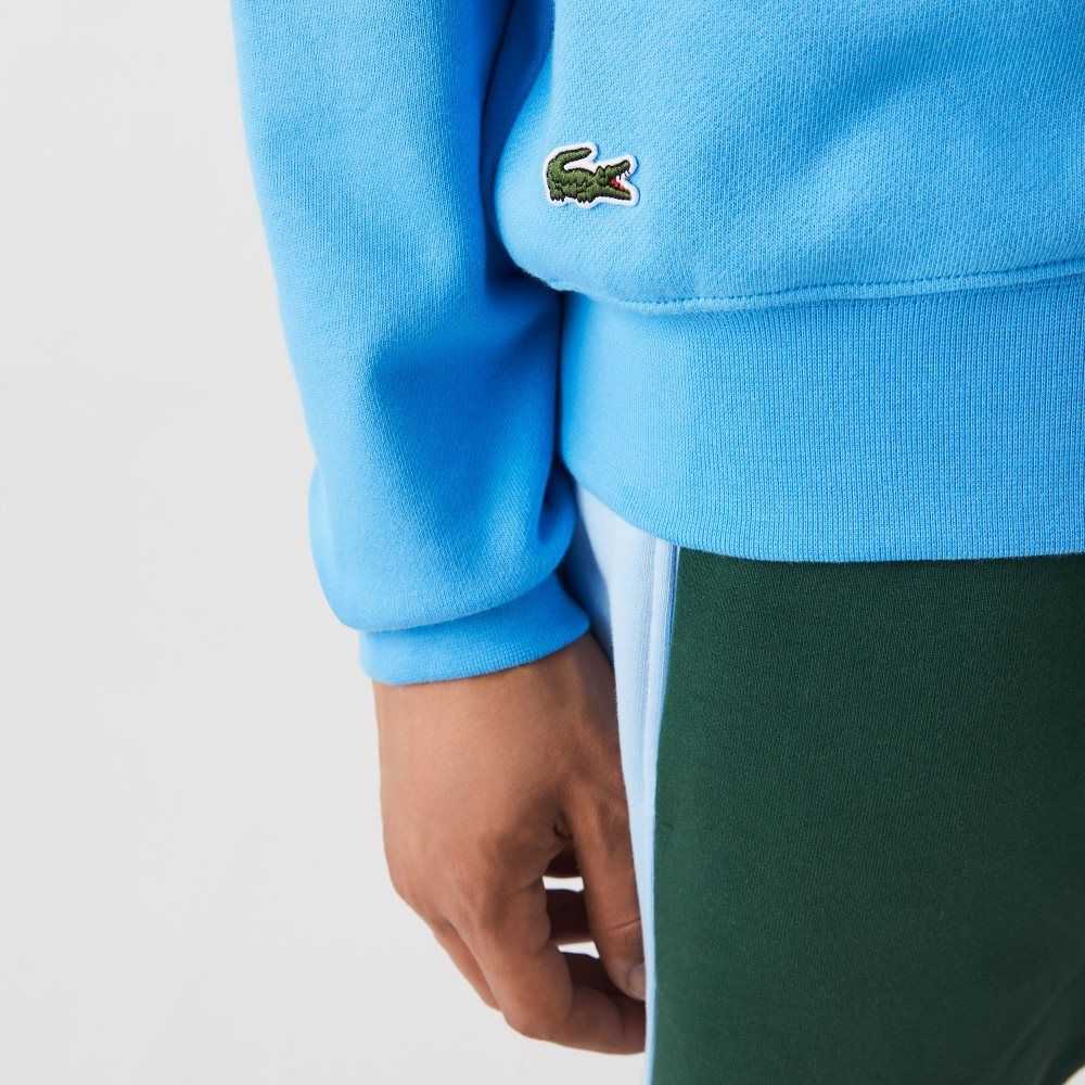 Blue Lacoste Crocodile Print Crew Neck Sweatshirt | AHLCRE-380