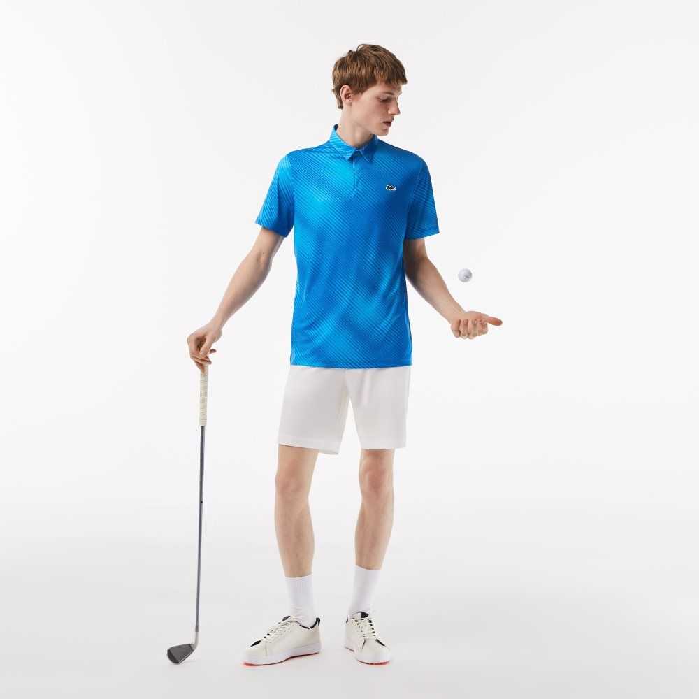 Blue Lacoste Golf Printed Recycled Polyester Polo | MHPXLD-324