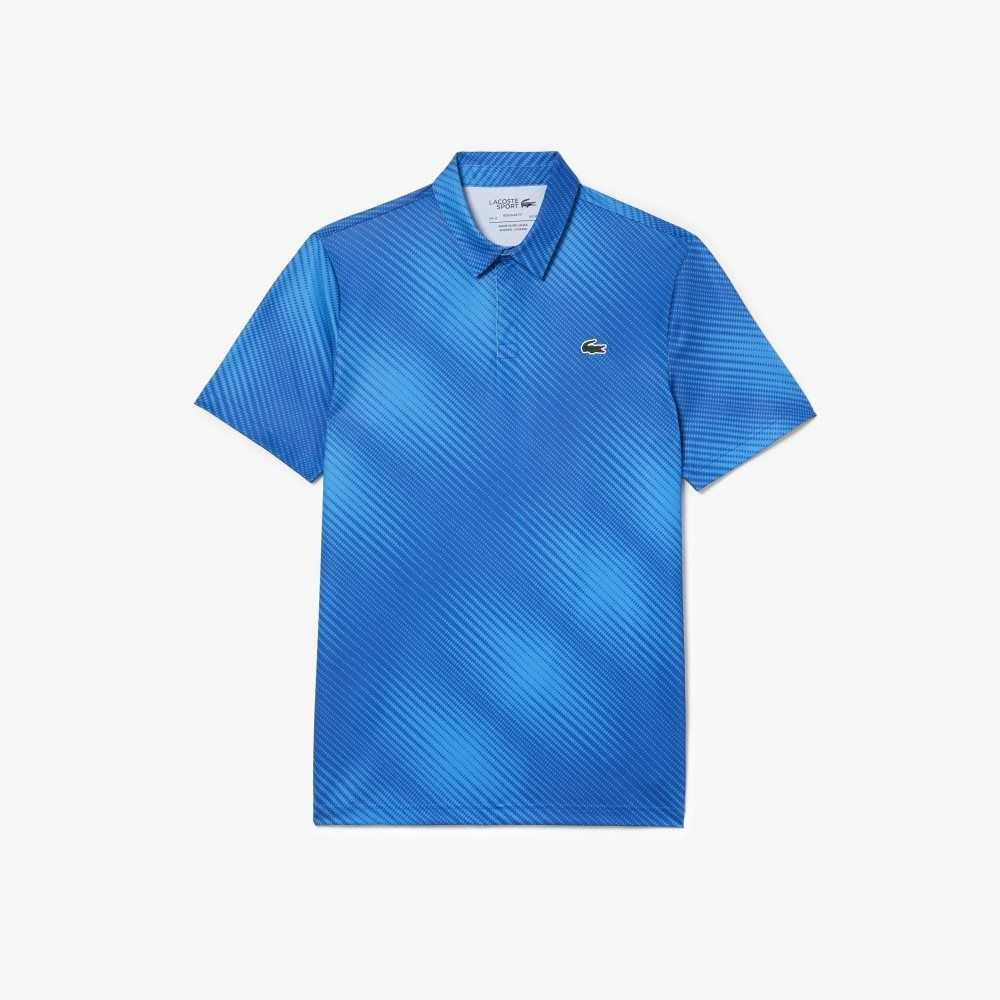 Blue Lacoste Golf Printed Recycled Polyester Polo | MHPXLD-324