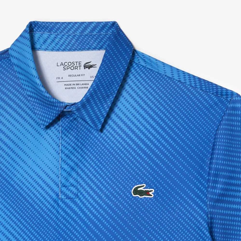 Blue Lacoste Golf Printed Recycled Polyester Polo | MHPXLD-324