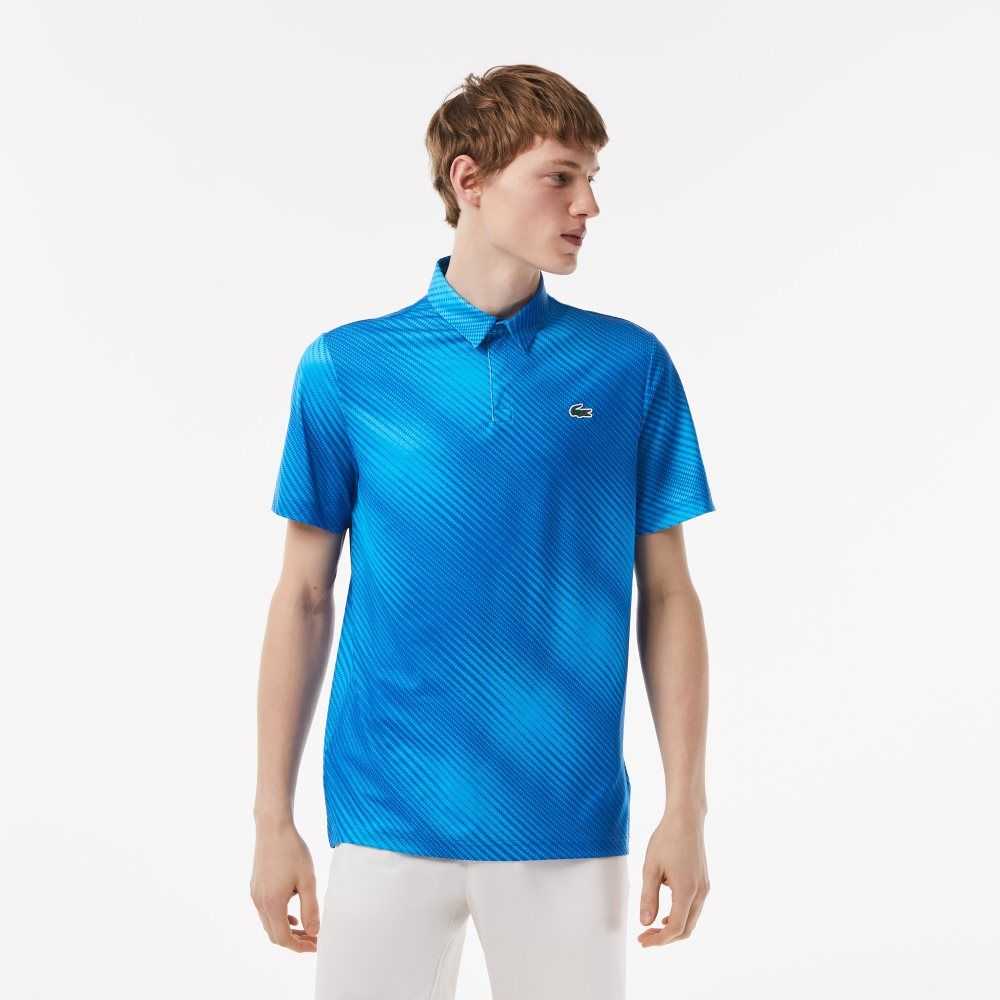 Blue Lacoste Golf Printed Recycled Polyester Polo | MHPXLD-324