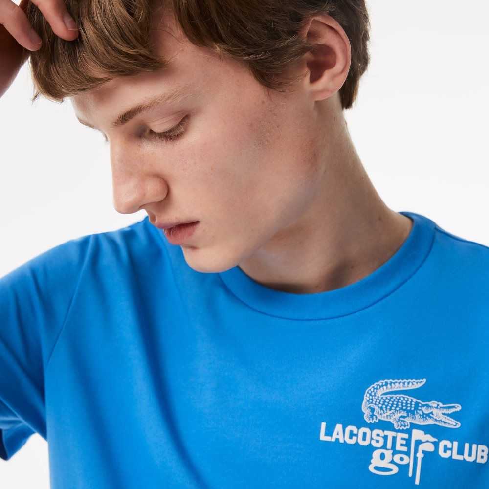 Blue Lacoste Golf Regular Fit Organic Cotton T-Shirt | QSEVOB-765