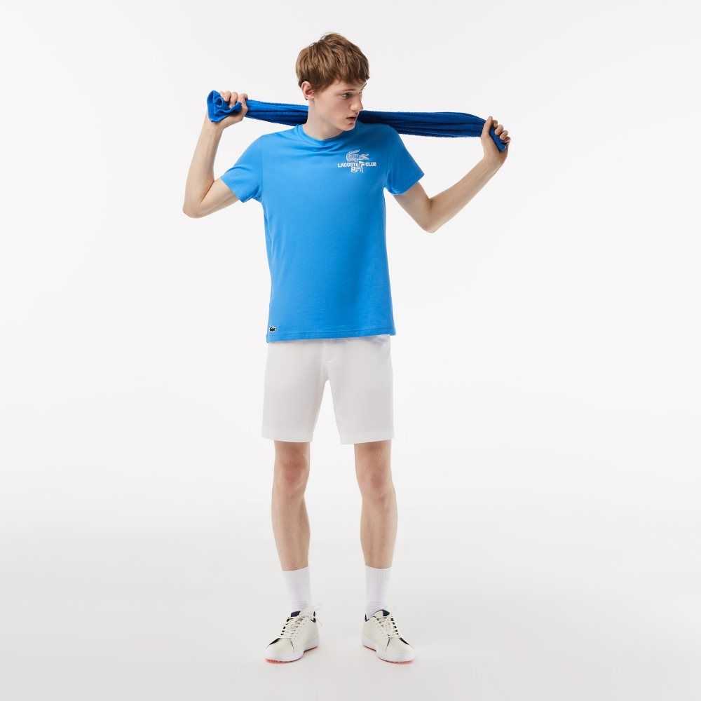 Blue Lacoste Golf Regular Fit Organic Cotton T-Shirt | QSEVOB-765