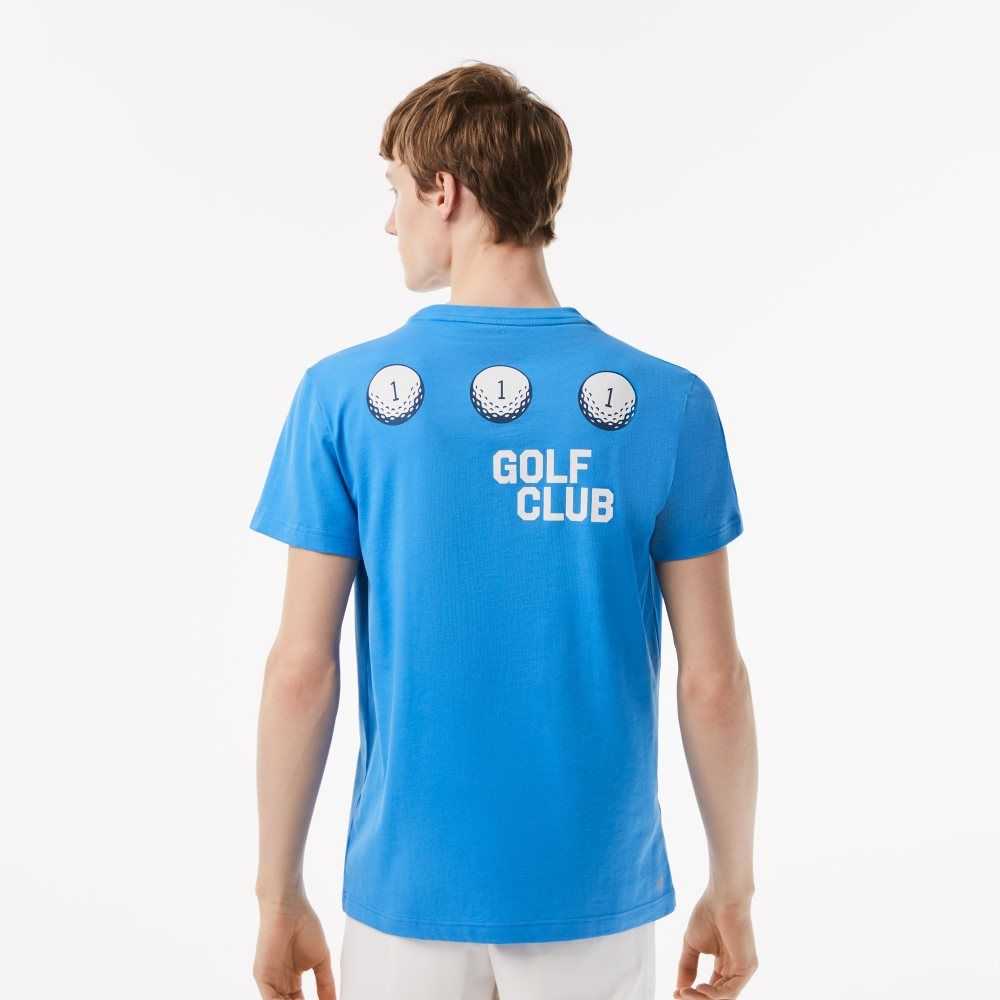 Blue Lacoste Golf Regular Fit Organic Cotton T-Shirt | QSEVOB-765