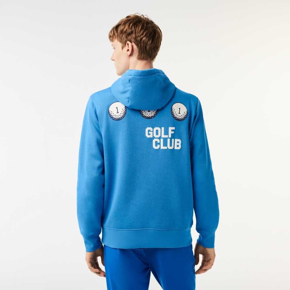 Blue Lacoste Golf Relaxed Fit Hoodie | IBJLKH-217