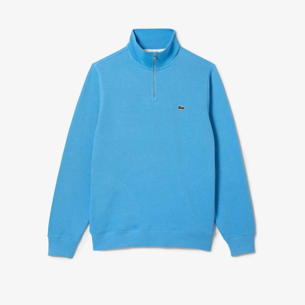 Blue Lacoste Half Zip Cotton Sweatshirt | RZHOXV-834