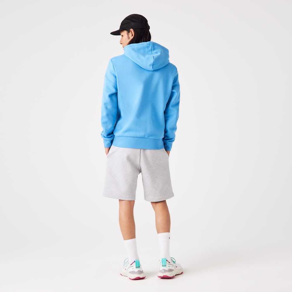 Blue Lacoste Kangaroo Pocket Fleece Zipped Sweatshirt | ESCJDV-689