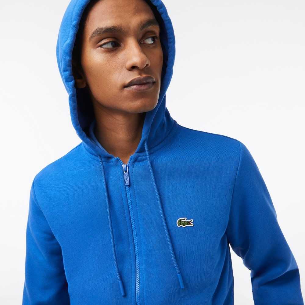 Blue Lacoste Kangaroo Pocket Fleece Zipped Sweatshirt | RACHVM-786