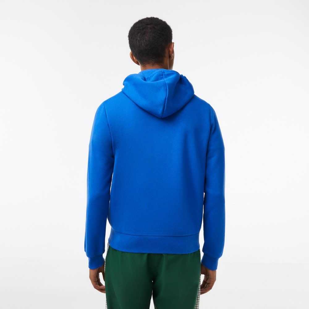 Blue Lacoste Kangaroo Pocket Fleece Zipped Sweatshirt | RACHVM-786