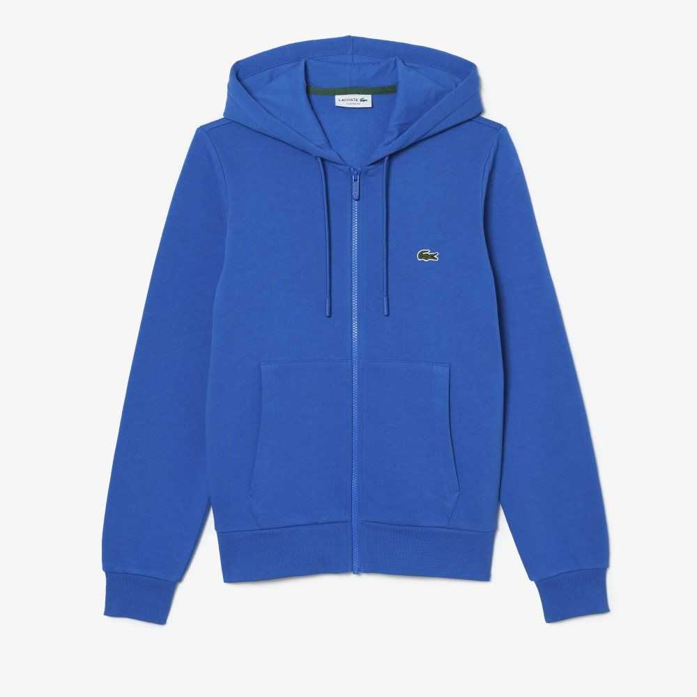 Blue Lacoste Kangaroo Pocket Fleece Zipped Sweatshirt | RACHVM-786