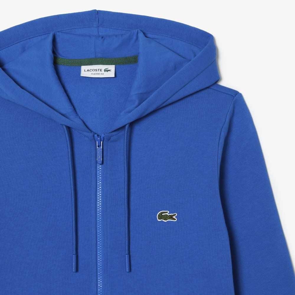 Blue Lacoste Kangaroo Pocket Fleece Zipped Sweatshirt | RACHVM-786